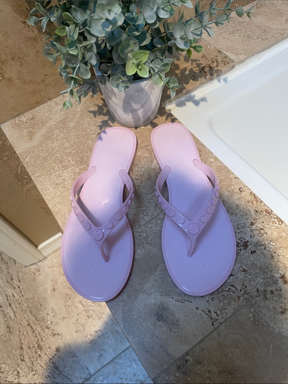 Tory Burch Baby Pink Jelly Flip Flop Sandals